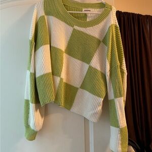 Lime green checkered sweater